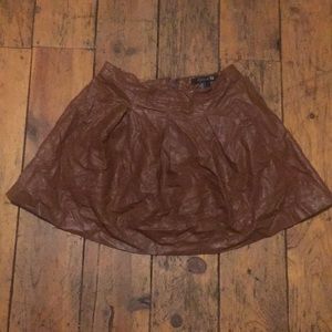 Pleather high waisted brown skirt